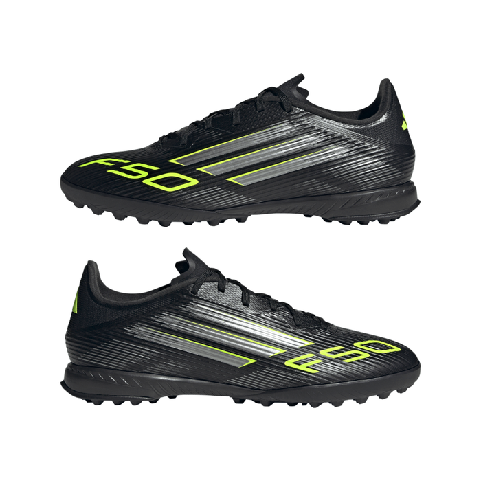 Adidas F50 League Turf Boots (Black/Iron Met./Lucid Lemon)