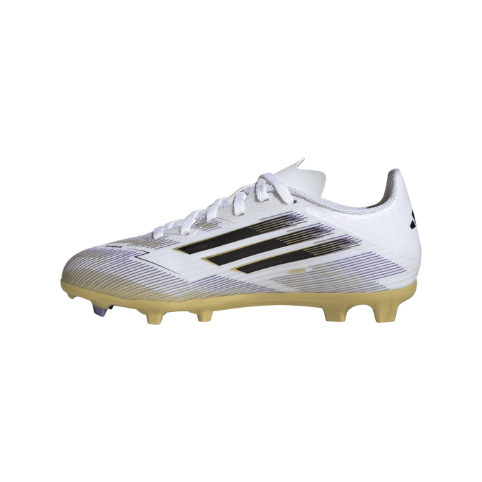 Adidas F50 League FG/MG Jnr Football Boots (White/Black/Metallic Gold)