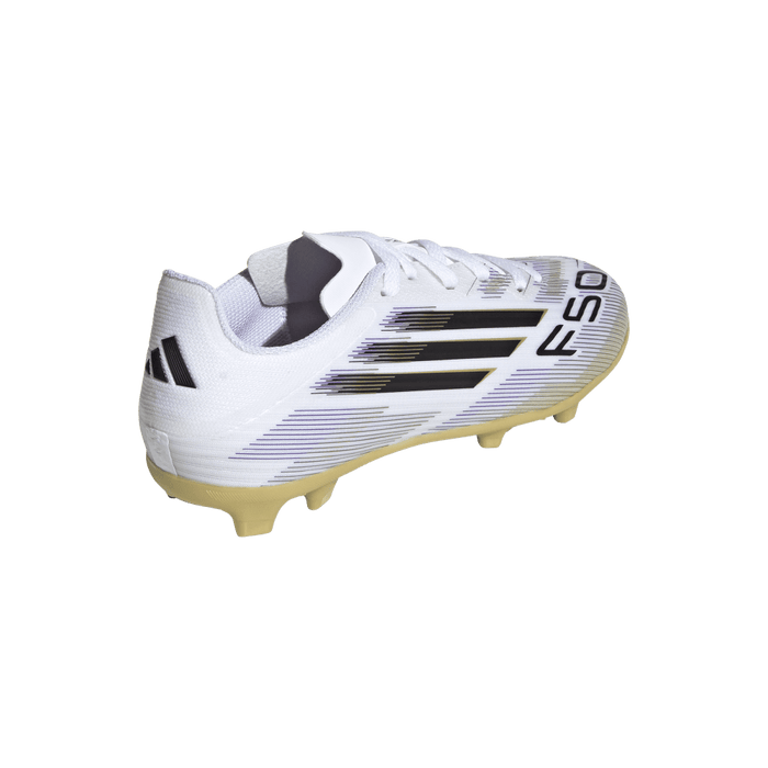 Adidas F50 League FG/MG Jnr Football Boots (White/Black/Metallic Gold)