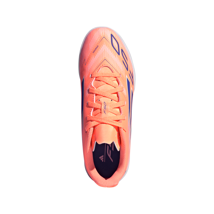Adidas F50 League Jnr Indoor Football Shoes (Beam Orange/Lucid Blue/White)