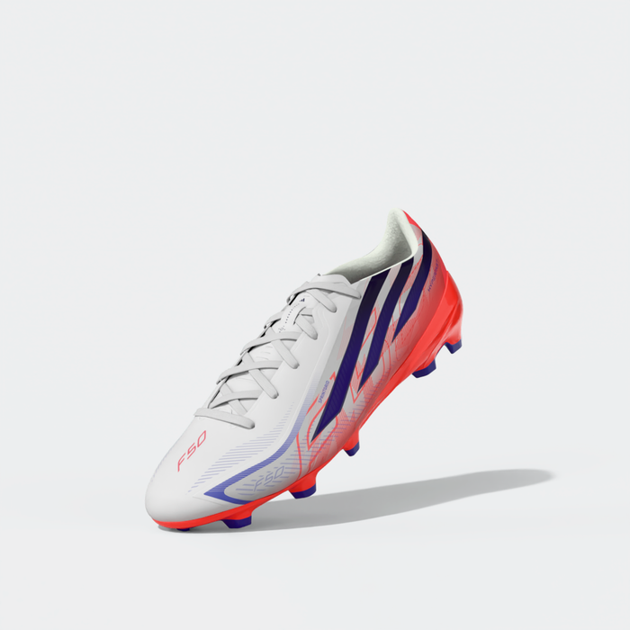 Adidas F50 Hyperfast League FG Football Boots (White / Solar Purple / Solar Turbo)