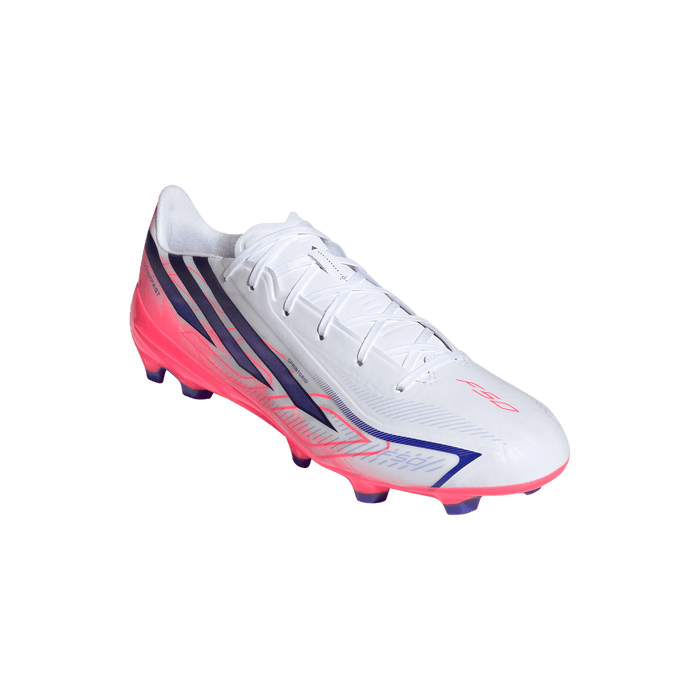 Adidas F50 Hyperfast League FG Football Boots (White / Solar Purple / Solar Turbo)
