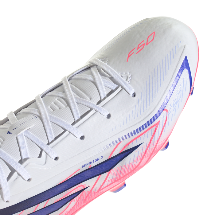 Adidas F50 Hyperfast League FG Football Boots (White / Solar Purple / Solar Turbo)