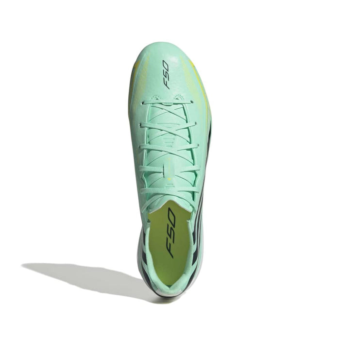 adidas F50 Hyperfast League FG football boot in Pulse Mint, Night Navy and Solar Lemon