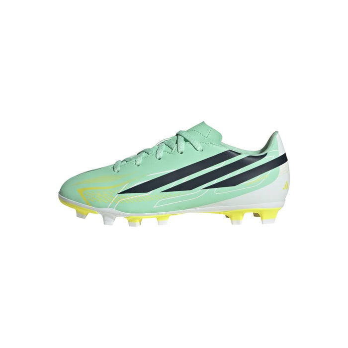 adidas F50 Hyperfast Club FG/MG junior football boot in Pulse Mint, Night Navy and Solar Lemon