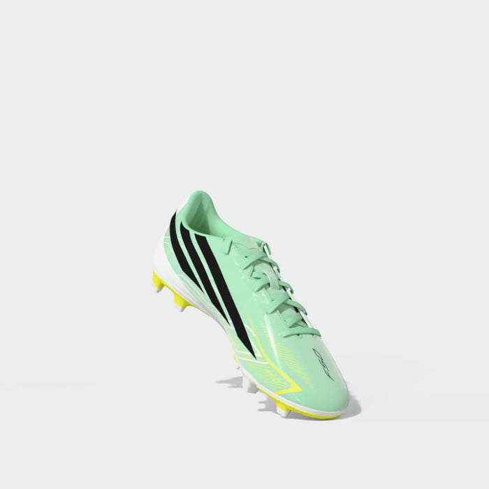adidas F50 Hyperfast Club FG/MG junior football boot in Pulse Mint, Night Navy and Solar Lemon
