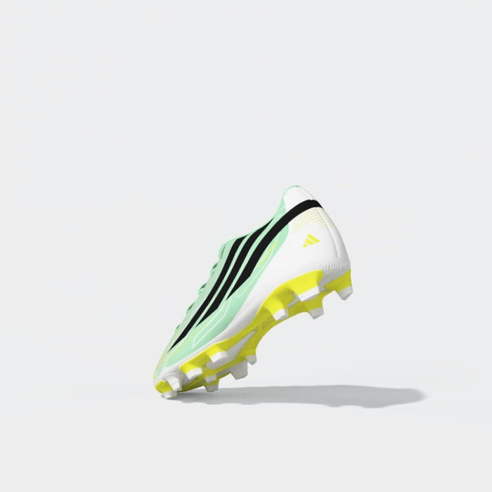 adidas F50 Hyperfast Club FG/MG junior football boot in Pulse Mint, Night Navy and Solar Lemon