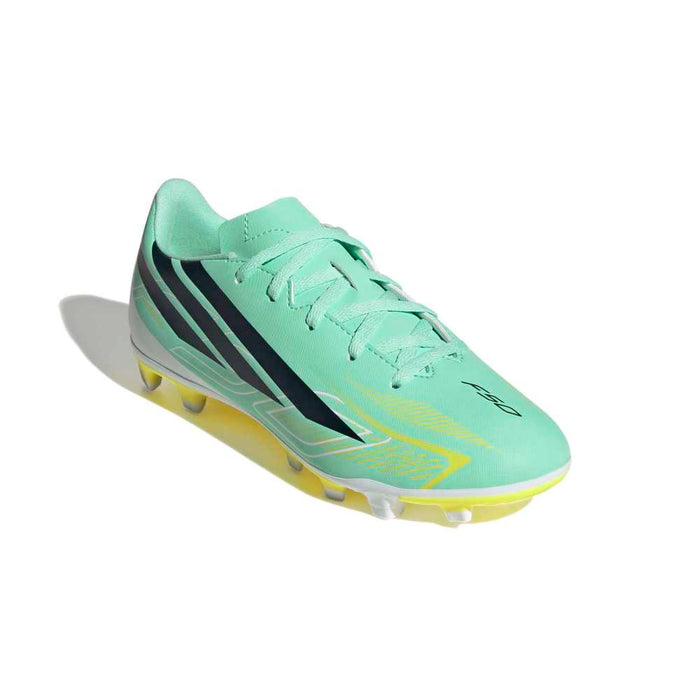 Adidas F50 Hyperfast Club FG/MG Junior Football Boots (Pulse Mint/Night Navy/Solar Lemon)