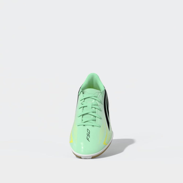Adidas F50 Hyperfast Club Indoor Junior Football Shoes (Pulse Mint/Night Navy/Solar Lemon)