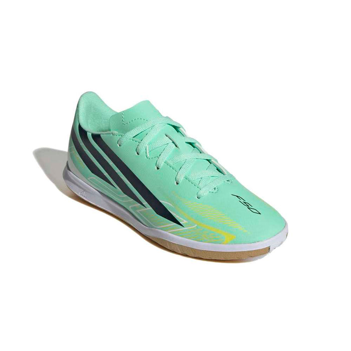 Adidas F50 Hyperfast Club Indoor Junior Football Shoes (Pulse Mint/Night Navy/Solar Lemon)