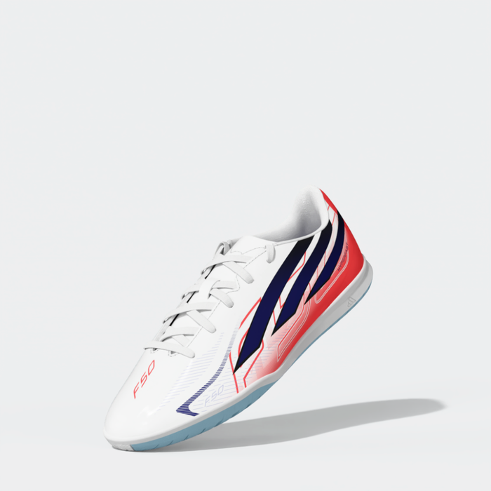 Adidas F50 Hyperfast Club Indoor Jnr Football Shoes (White / Solar Purple / Solar Turbo)