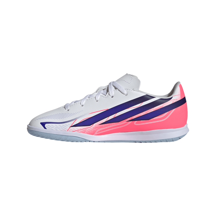 Adidas F50 Hyperfast Club Indoor Jnr Football Shoes (White / Solar Purple / Solar Turbo)