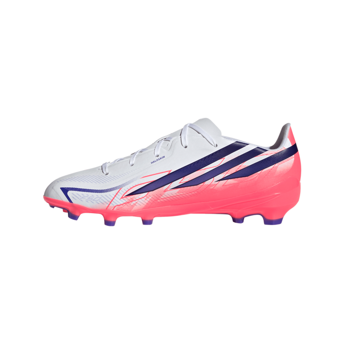 Adidas F50 Hyperfast League FG Jnr Football Boots (White / Solar Purple / Solar Turbo)