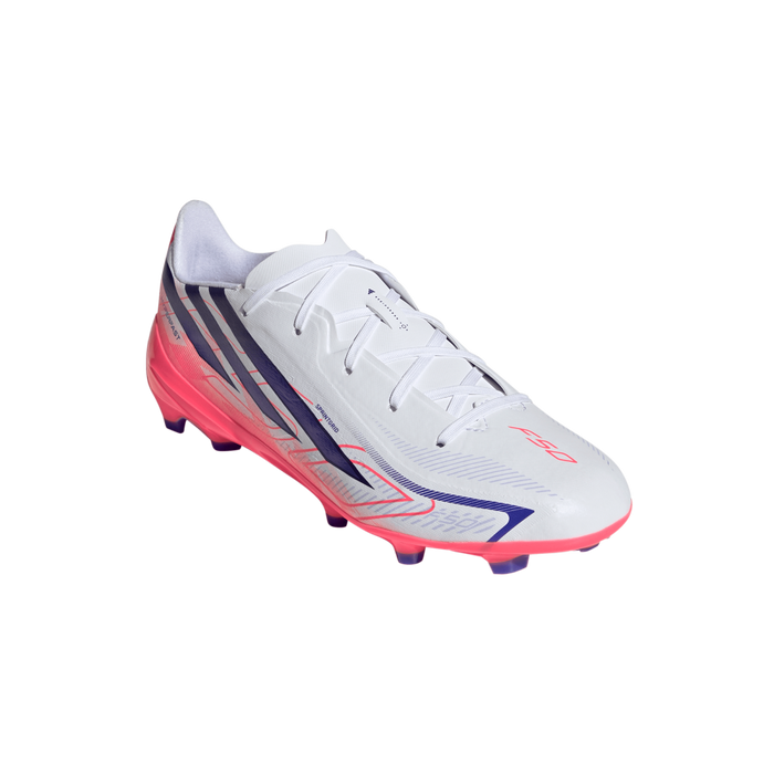Adidas F50 Hyperfast League FG Jnr Football Boots (White / Solar Purple / Solar Turbo)