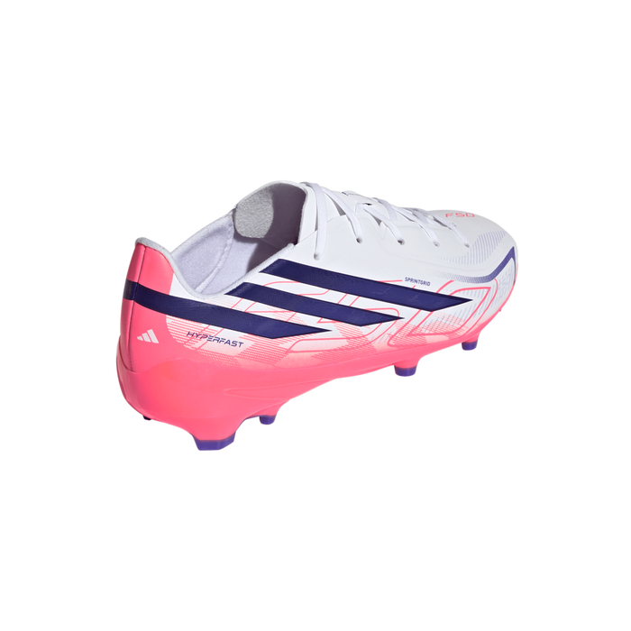 Adidas F50 Hyperfast League FG Jnr Football Boots (White / Solar Purple / Solar Turbo)