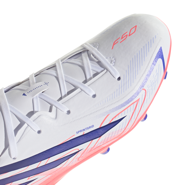Adidas F50 Hyperfast League FG Jnr Football Boots (White / Solar Purple / Solar Turbo)