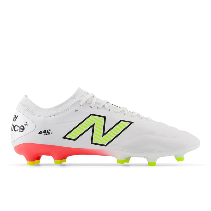 New Balance 442 Elite FG V2 Football Boots (White/Energy Red/Hi-lite)