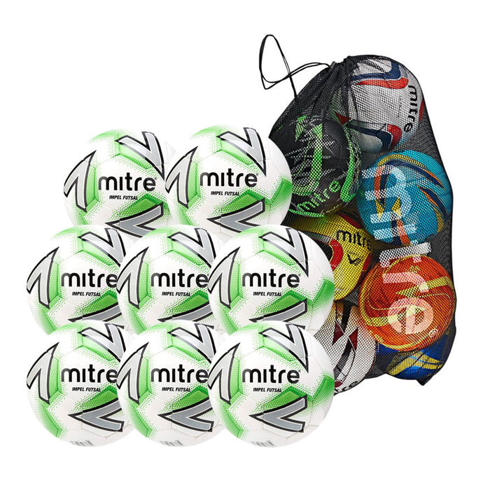 Mitre Impel Futsal Ball Bundle (White/Green/Black)