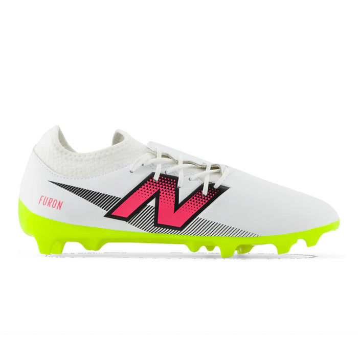 New Balance Furon Dispatch V7+ FG Football Boots 2E (White/Black/Fluro Yellow)