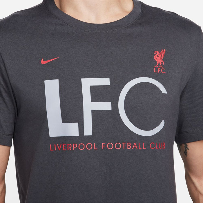 Nike Liverpool FC Mercurial Adult Football T-Shirt (Grey/Gym Red)
