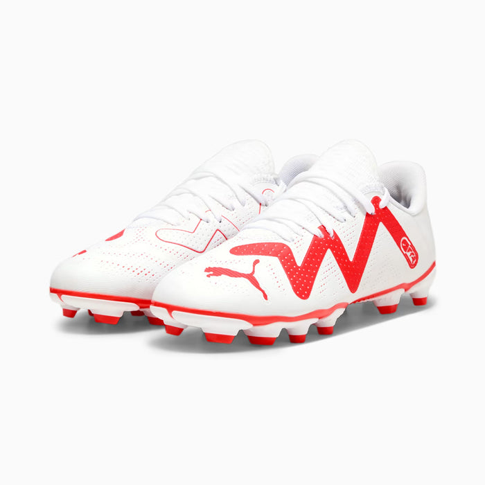 Puma Future Play FG/AG Jnr Football Boots (White/Fire Orchid)