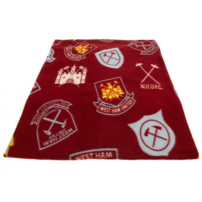 West Ham United Historic Crests Fleece Blanket