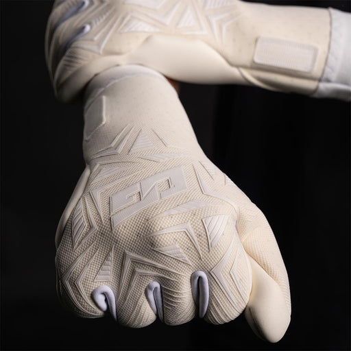 Close-up of the embossed backhand on The One Glove OG1 Vision goalkeeper glove