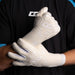 Goalkeeper wearing a pair of The One Glove OG1 Vision gloves in Whiteout