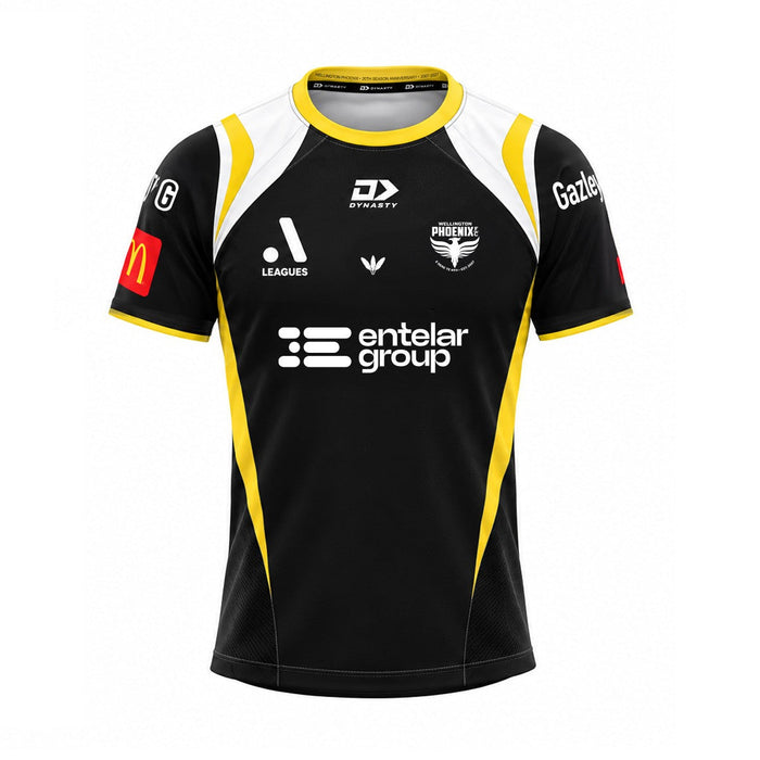 Wellington Phoenix 2026/27 junior A-League home jersey, black, front view