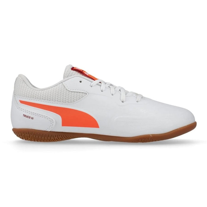 Puma Truco III Jnr IN Indoor Football Shoes (White/Glowing Red/Dark Crimson)