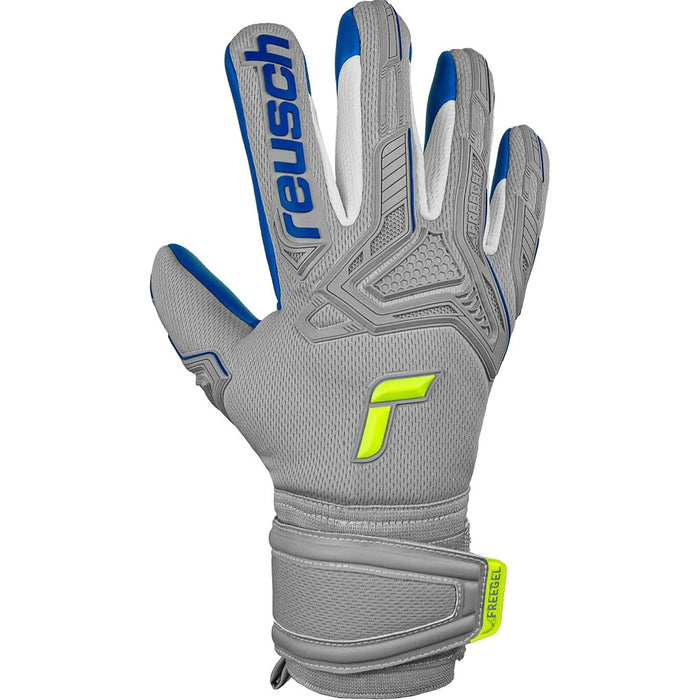 Reusch Attrakt Freegel Silver GK Gloves Grey Deep Blue - backhand