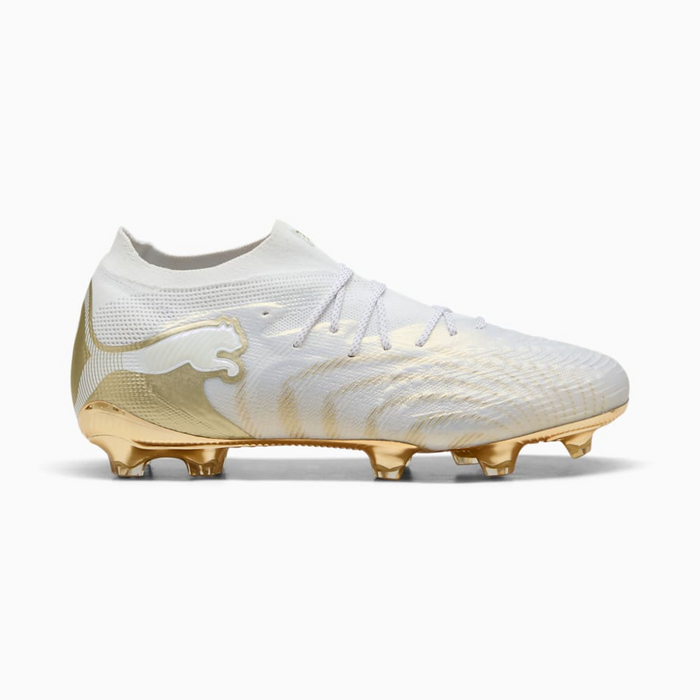 Puma Future 9 Ultimate FG Football Boots (White/Metallic Gold/Black)