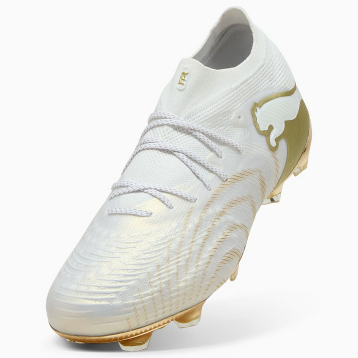 Puma Future 9 Ultimate FG Football Boots (White/Metallic Gold/Black)
