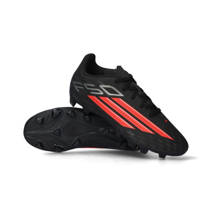 Adidas F50 Club junior football boots, Core Black/Lucid Red - pair with sole