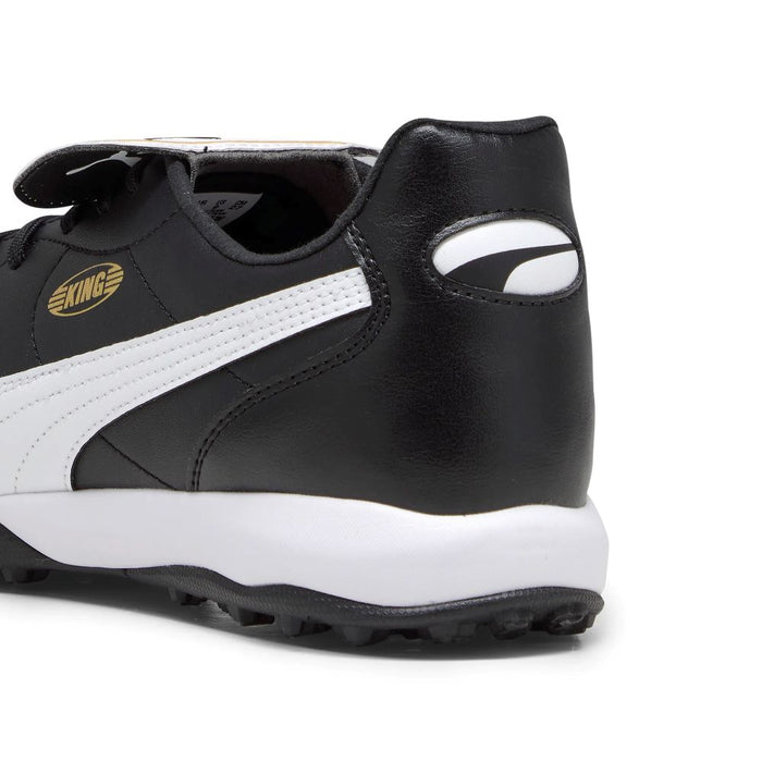 Puma King Top TT Turf Football Shoes (Black/White/Gold)