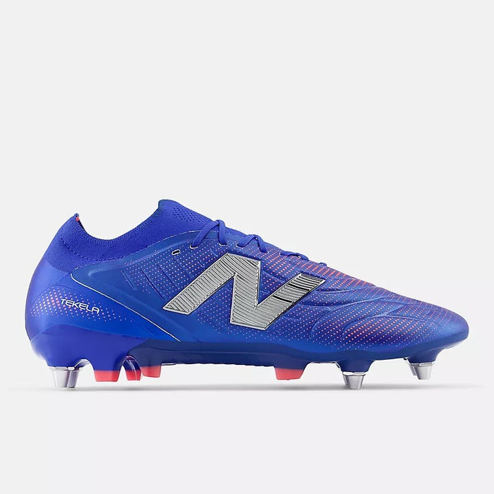 New Balance Tekela Elite v5 Low Laced SG Football Boots (Blue Gemstone / Energy Red / Silver)