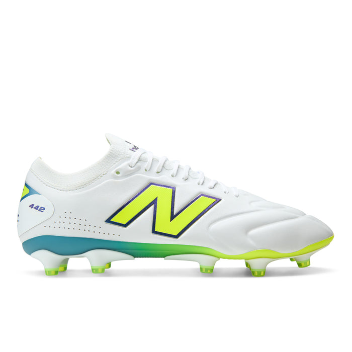 New Balance 442 V3 Elite Knit FG Football Boots (White/Alkaline Green)