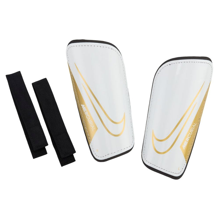 Nike Mercurial Hardshell Shinguards (White/Black/Metallic Gold)